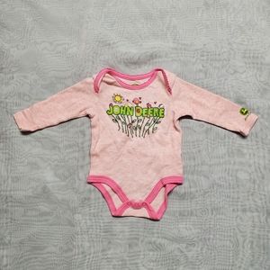 John Deere Baby Pink Garden Onesie
